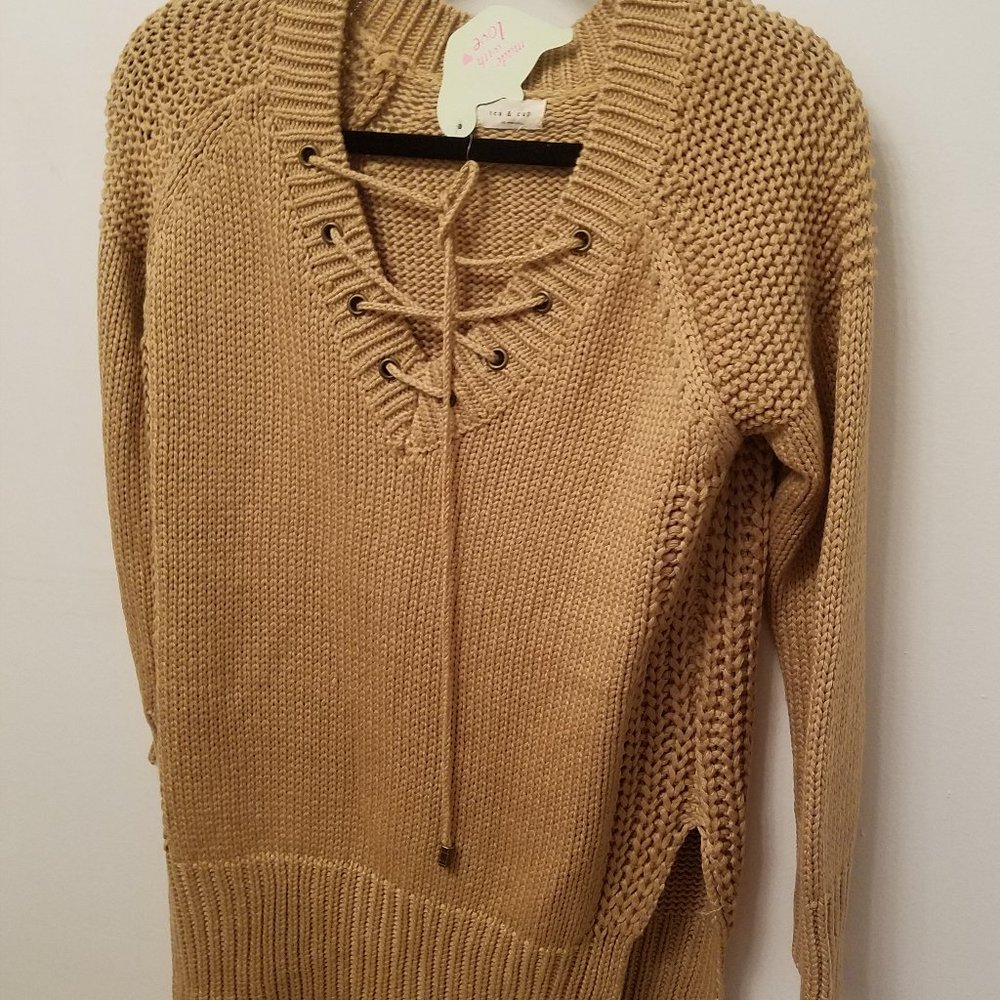 Women's Tea & Cup Cross Strap Sweater
